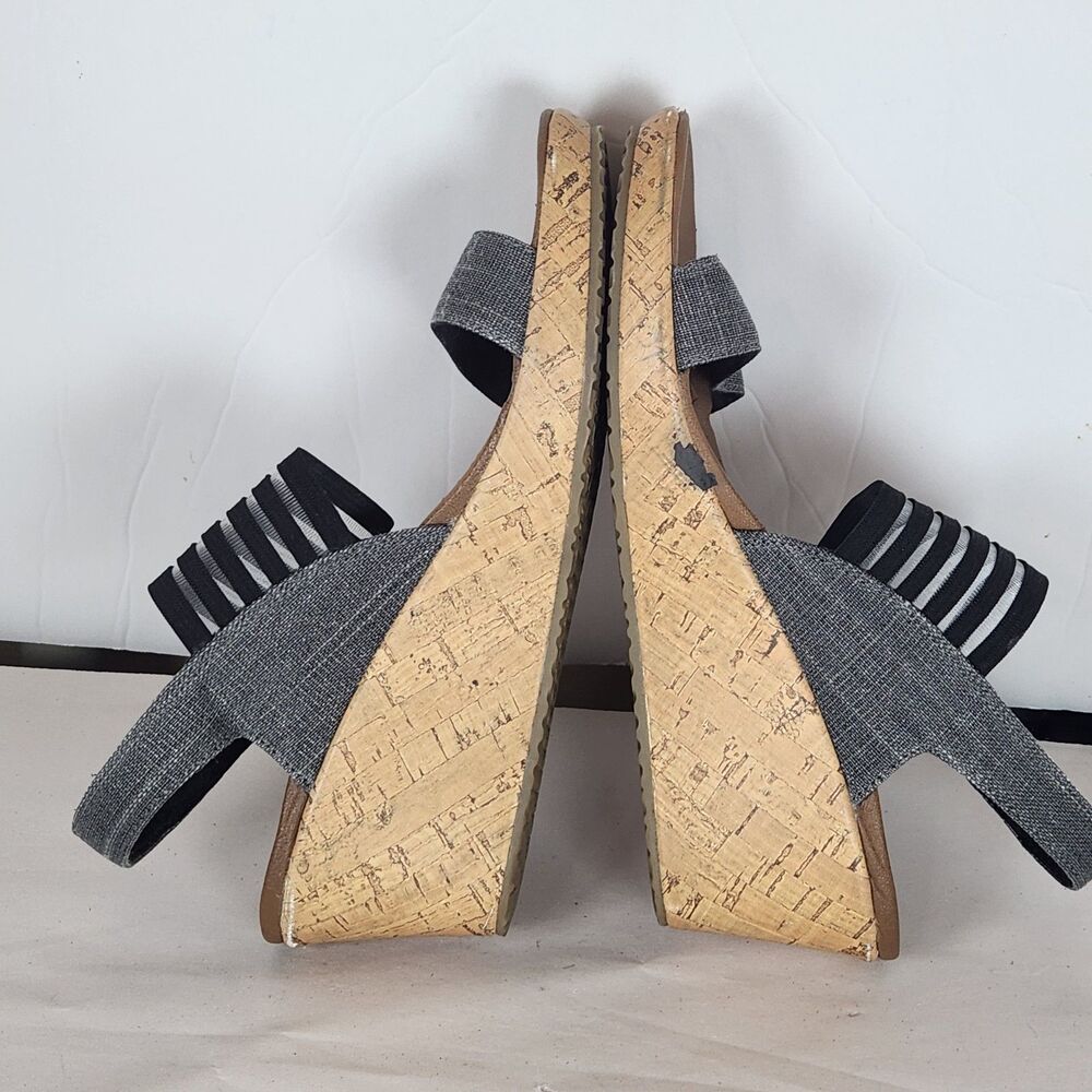 Skechers Luxe‎ Foam Beverly Smitten Taupe Cork Wedge Sandals Womens Size 7 - Picture 9 of 12